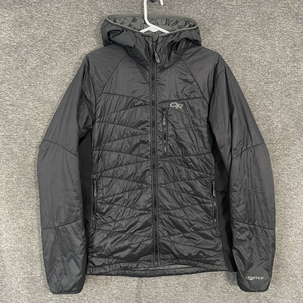 Outdoor Research Cathode Jacket Mens Large Black Hooded Insulated Pertex